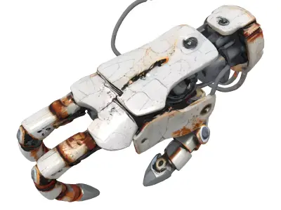 Rusted SciFi Robotic Arm Gripper Low-poly 3D model