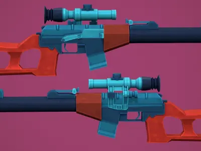 Stylized VSS Vintorez Low Poly  Low-poly 3D model