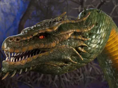 Serpentine Dragon Creature 3D model