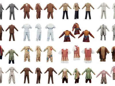 32 Cosplay Outfits 3D Model Pack