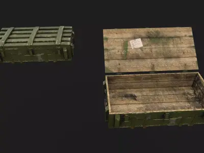 Wooden Military Ammunition Box Low-poly 3D model