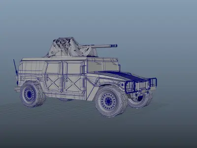 HUMMER military vehicle with gun on top 3D model