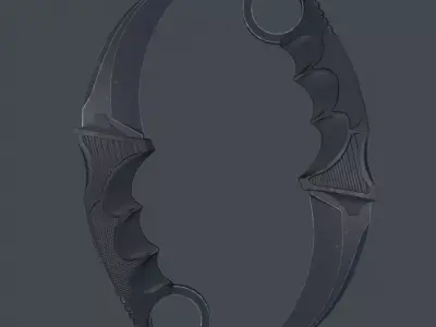 Karambit knife Low-poly 3D model 4