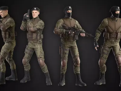 Military Spy Khaki Skin Low-poly 3D model