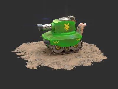 Stylized Cartoon Tank Low-poly 3D model purchase