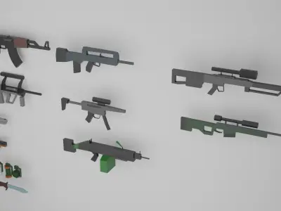 Weapon Pack Low-poly 3D model shop