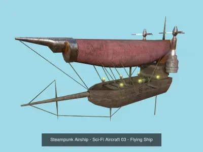 05 Steampunk Airship - Sci-Fi Aircraft Asset 3D Model Pack purchase