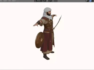 Realistic Arabian Desert Warrior 3D Model  Rigged  Game Ready Low-poly 3D model shop