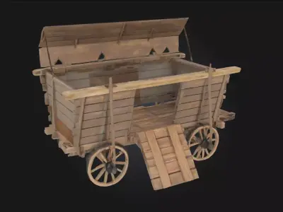 Wooden Pioneer Wagon  Symbol of Travel Beyond Borders 3D model