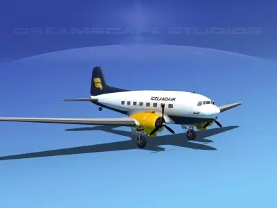 Douglas DC-3 Iceland Air 3D model