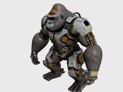 Mechanical Gorilla 3D Model  Sci-Fi Robotic Creature 3D model