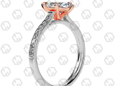 Ring 75 Marquise Shape and princess on shanks with Gems 3D print model