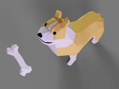 Low Poly Corgi Low-poly 3D model