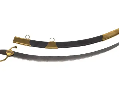 Sabre sword and scabbard Low-poly 3D model