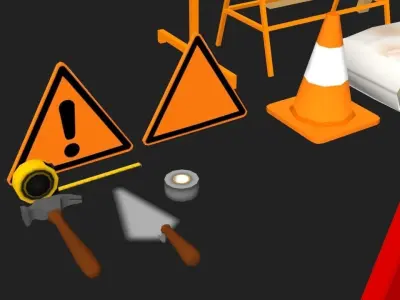 Construction Objects Low-poly 3D model purchase