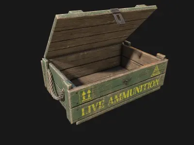 Low Poly PBR Wooden Military Crate 1 Low-poly 3D model