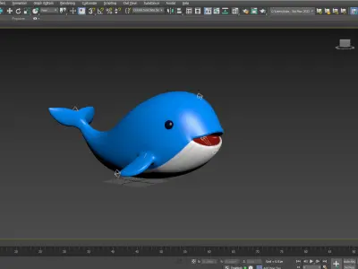 Low - Poly Cartoon Whale Rigged Low-poly 3D model