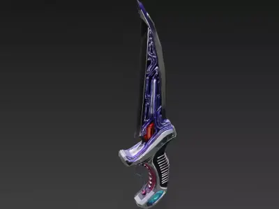 Cartoon Cyber Dagger PBR 3D Model Low-poly 3D model
