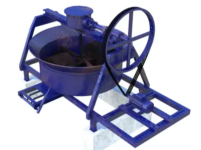 CONCRETE PAN MIXER WITH BLADES AND ROLLER 3D model