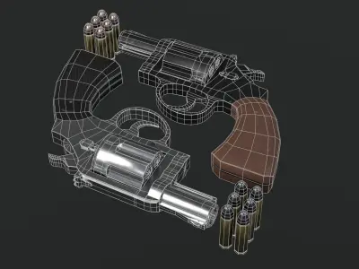 Low Poly Snub-nosed Revolver Low-poly 3D model