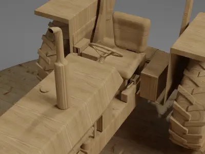 Wooden tractor 3D model