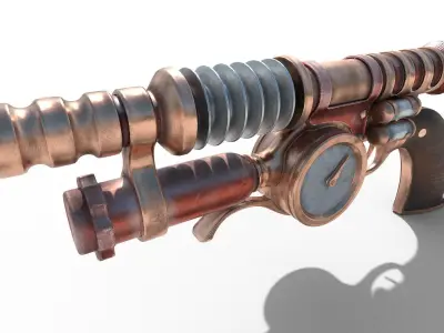 Gun steampunk PBR low poly Low-poly 3D model
