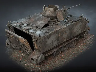 M113 APC Destroyed Game Ready Low-poly 3D model