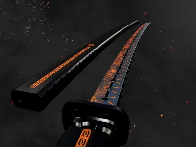 Future Sci-Fi Katana Sword Game-Ready  Low-poly 3D model
