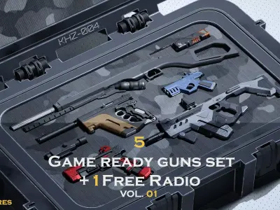 Game Ready Guns Set Low-poly 3D model