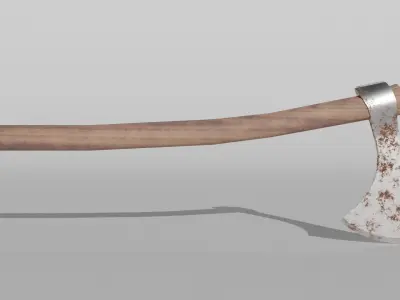 Francisca axe with wooden handle Low-poly 3D model