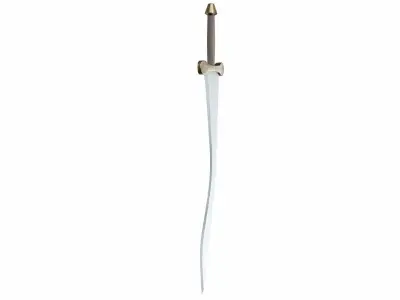Curved sword 5 Low-poly 3D model