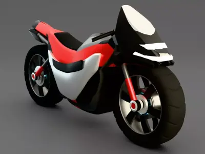Stylized Bike Motorcycle 3D Model Blender Vehicle Asset Low-poly 3D model