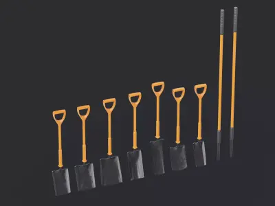 Shovel Pack 01 Ground Works Insulated Low-poly 3D model
