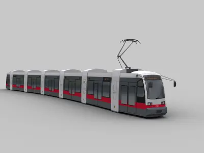 Tram Low Poly metro train Low-poly 3D model