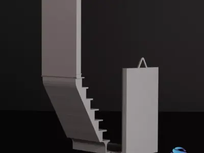  Corner Shelf with Stairs and Doors  - Commercial License 3D print model