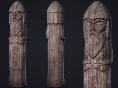 Wooden Totem 2 Low-poly 3D model