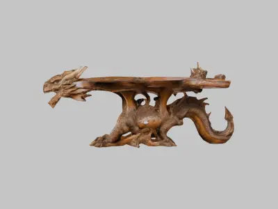 Medieval Dragon wooden Carved Table Low-poly 3D model