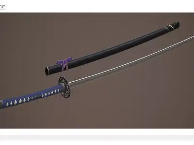 Katana Japanese Sword Low-poly 3D model