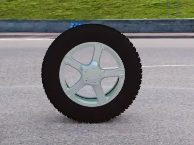 Tyre 3d model car tire in middle of road Free 3D model