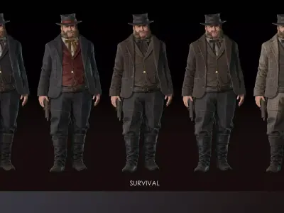 Western Character Joseph - Survival RPG Cowboy Man Low-poly 3D model