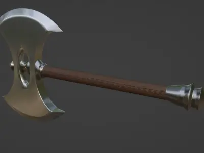 Battle axe Low-poly 3D model 23