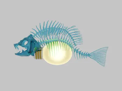 Fish bone light in goldfish bowl 3D model