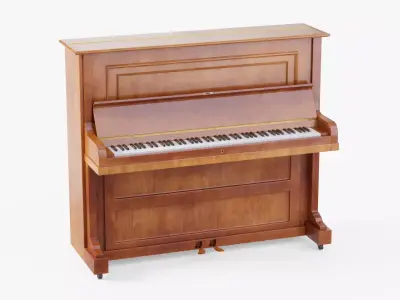 Wooden Upright Piano Low-poly 3D model