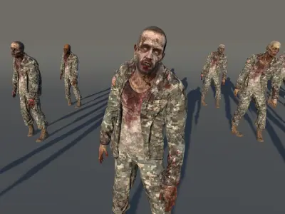 Zombie Army 3 Low-poly 3D model