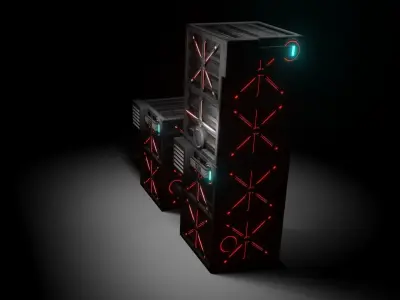 tech box model for in game asset Low-poly 3D model