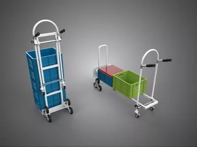 TRI 3 WHEEL STAIR CLIMBING HAND TRUCK TROLLEY CRATE CART RACK UP 3D model