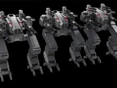 War-Robot robot with guns Low-poly 3D model