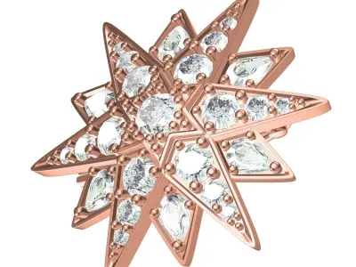 Antique Diamond Star Brooch 3D print model