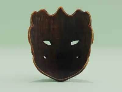 Wooden Dragon Mask Free low-poly 3D model
