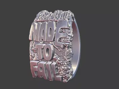 MADE TO FAIL Rough Stone Texture Band Ring Silver Jewelry 3D print model